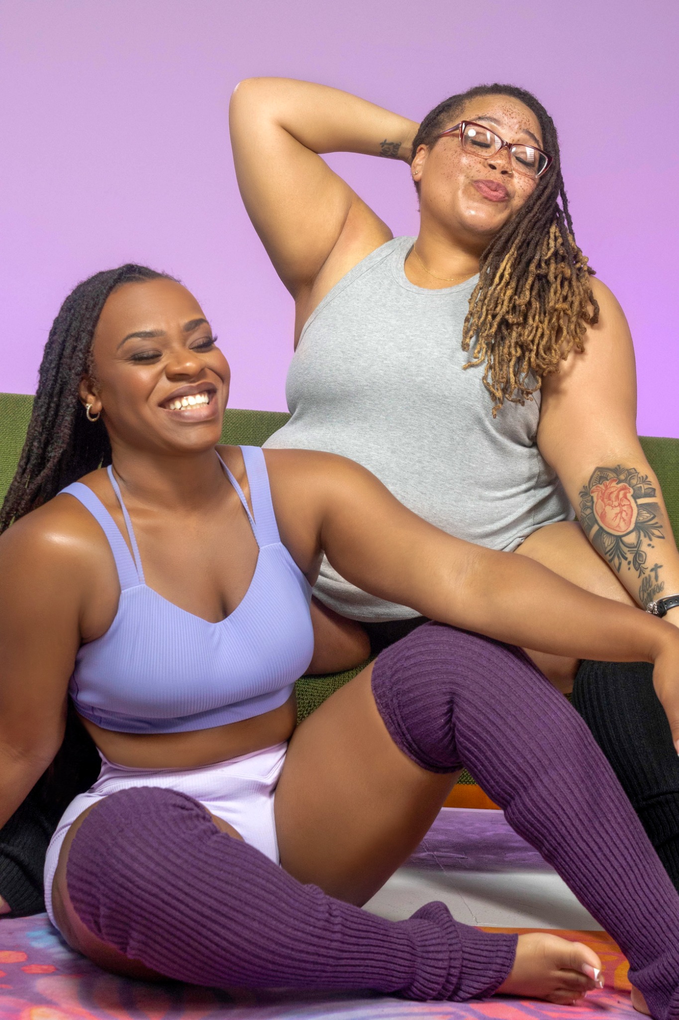 Two women smiling together after movement